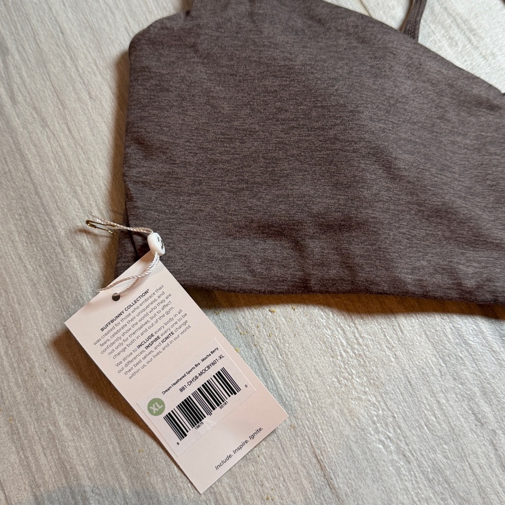 Buffbunny Collection Dream Heathered Sports Bra Mocha Berry XL adjustable straps - Picture 10 of 12